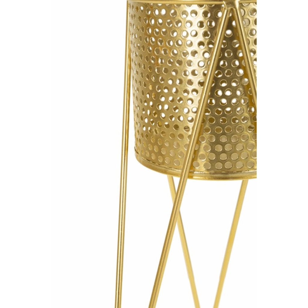 Set di 2 Vasi per Piante VKH404, Oro, Metallo, 21x20x46 cm