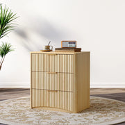 Comodino con 3 Cassetti, Maniglie in Metallo ¨C MINIMAL ¨C Rovere