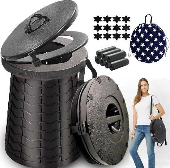 Toilet portatile, con borsa regalo e 10 sacchetti per i rifiuti, toilette compatta per campeggio, adatta per campeggio/ barche/ viaggi in auto/ spiaggia