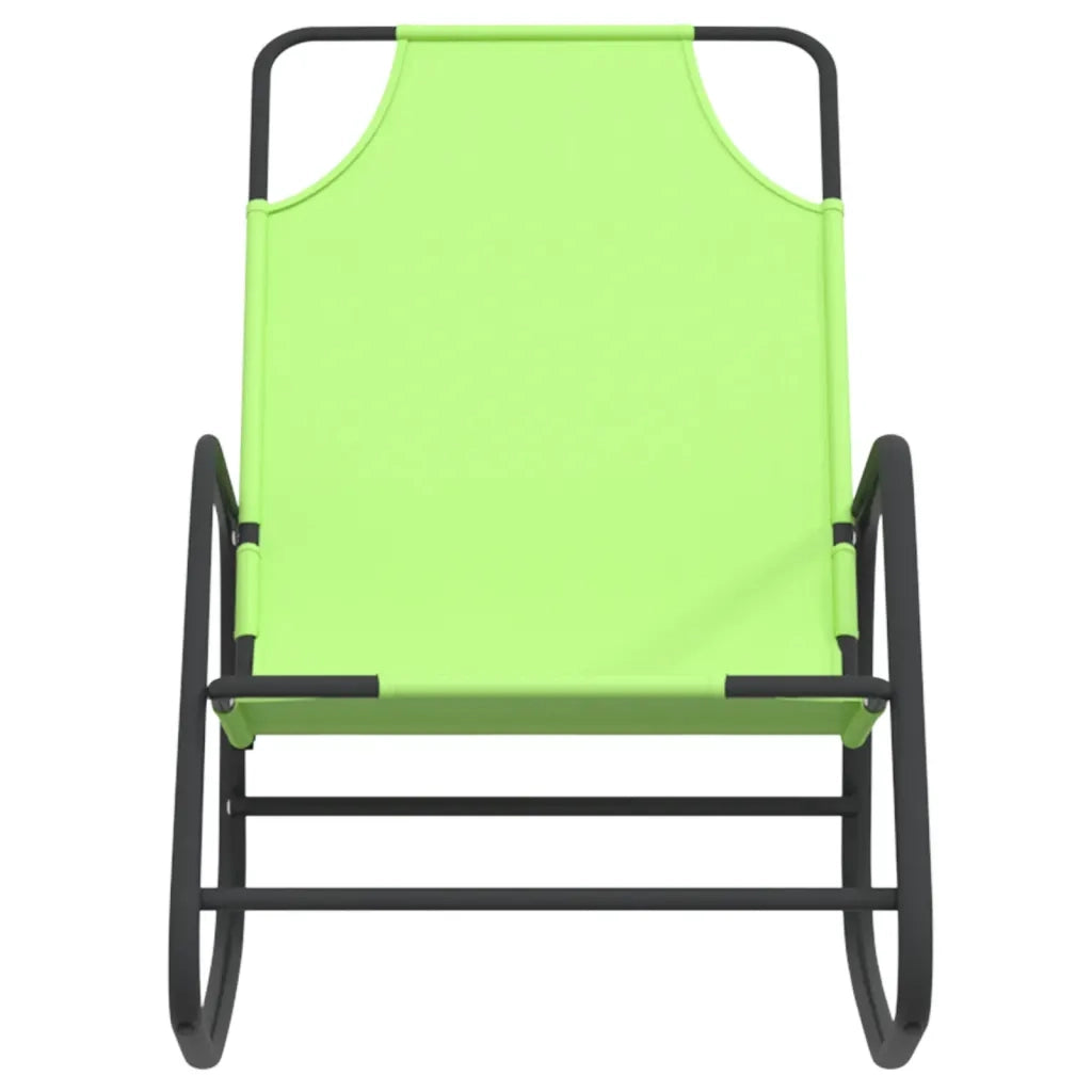 Lettini Prendisole a Dondolo 2 pz in Acciaio e Textilene Verde 318143