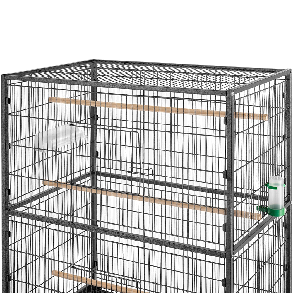 Gabbia Voliera per Uccelli Pappagalli Uccellini Volatili con Ruote 135x78x52cm