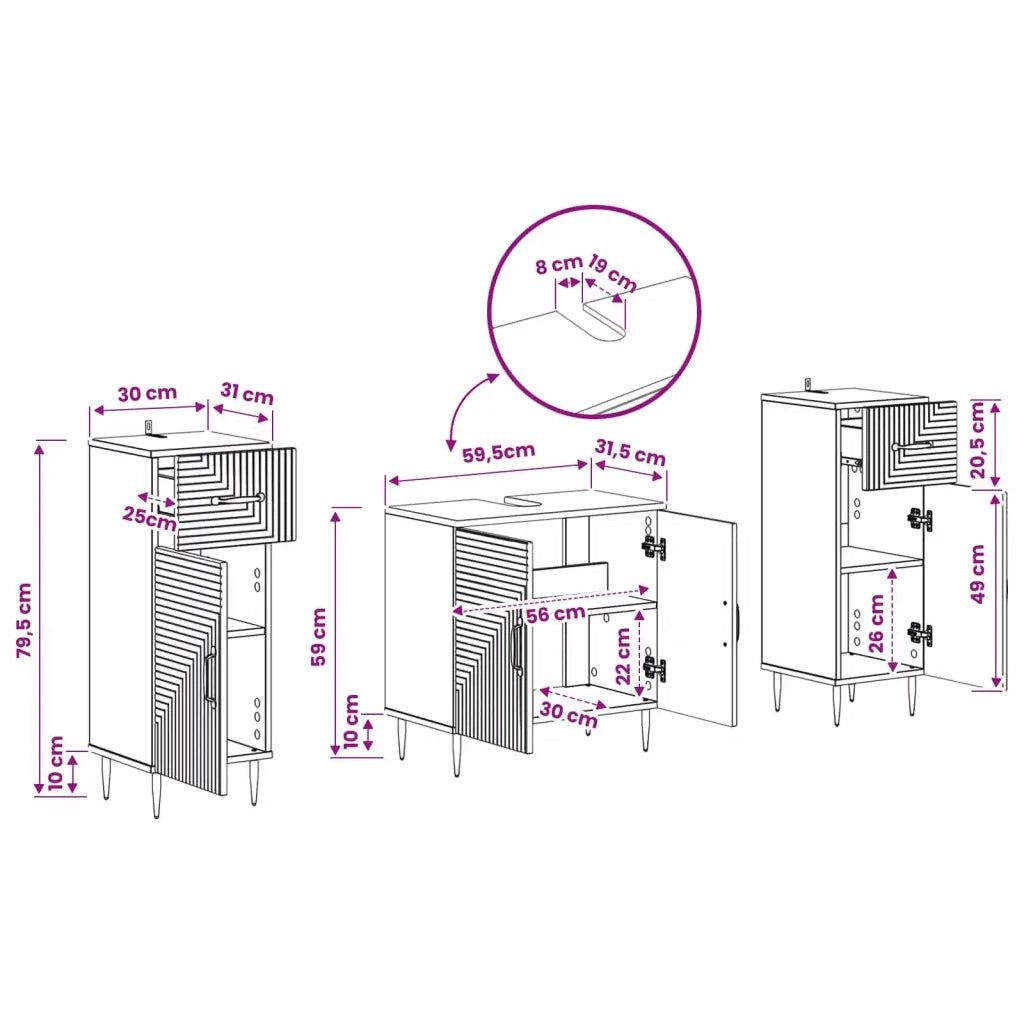 Set di Armadi da Bagno da 2 Pezzi HAARLEM Sonoma grigio 3418023
