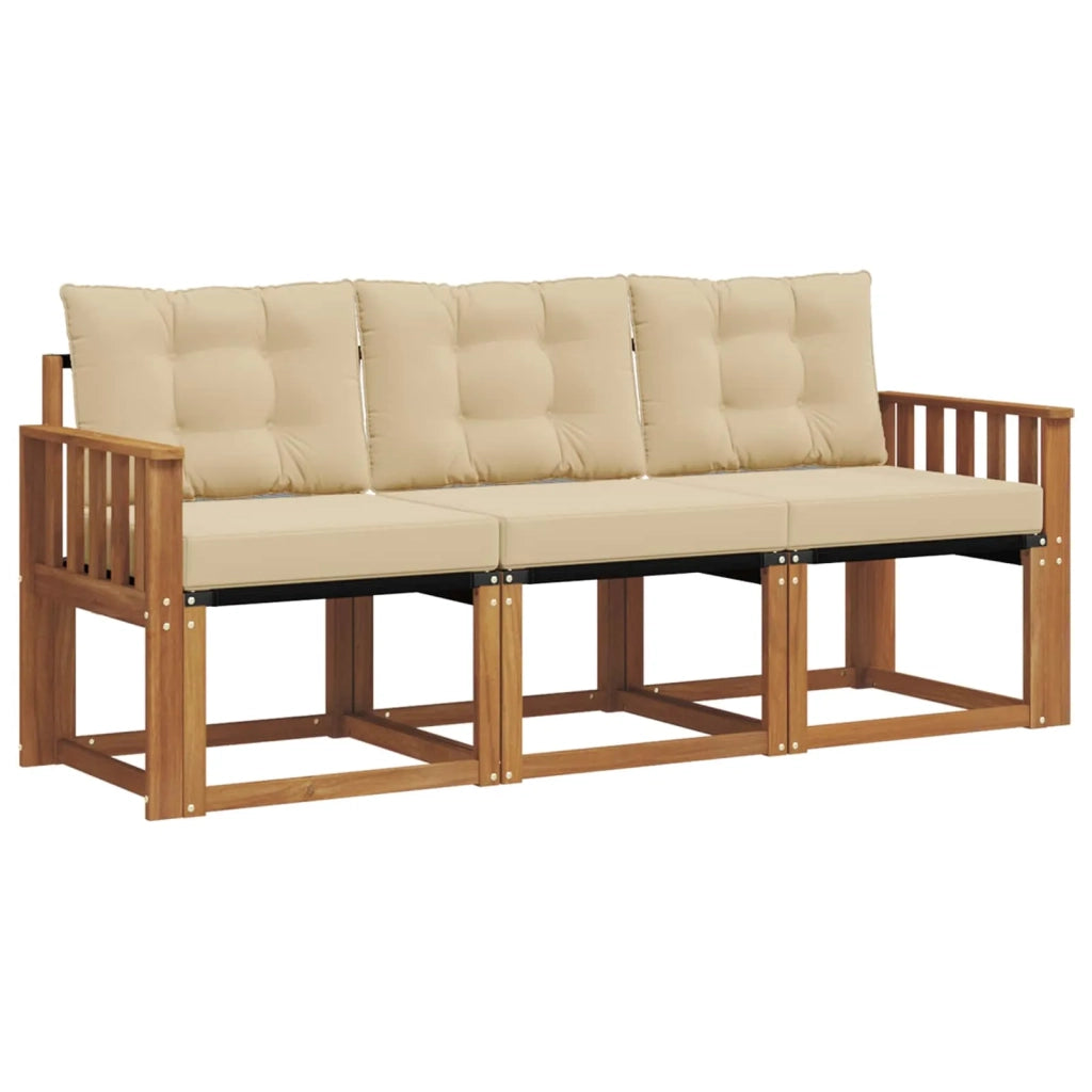 Set di divani da esterno con cuscino 3 pcs Naturale e Beige 3368352