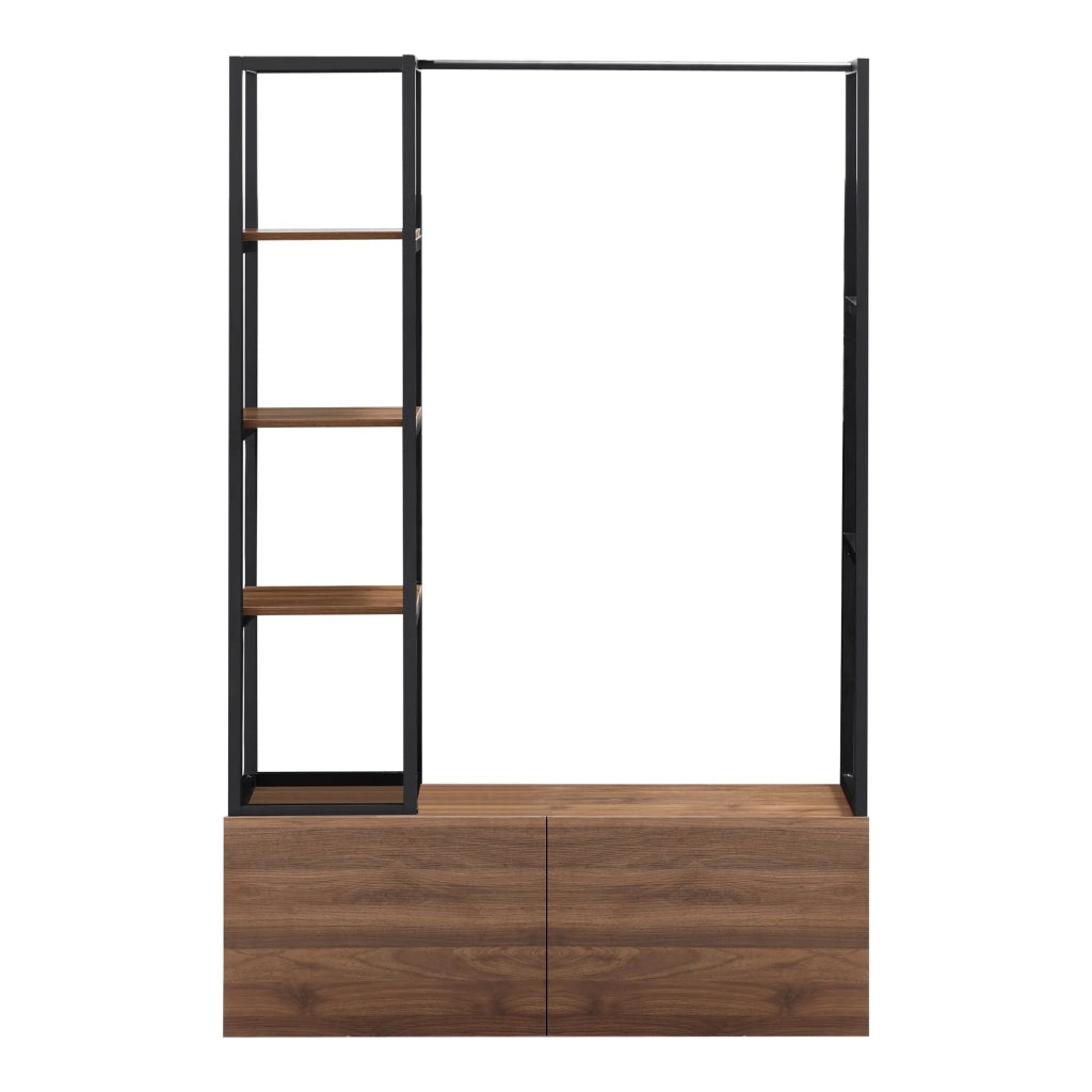 Appendiabiti in metallo e MDF 180 x 120 x 40 cm effetto noce canaletto 03_0008130
