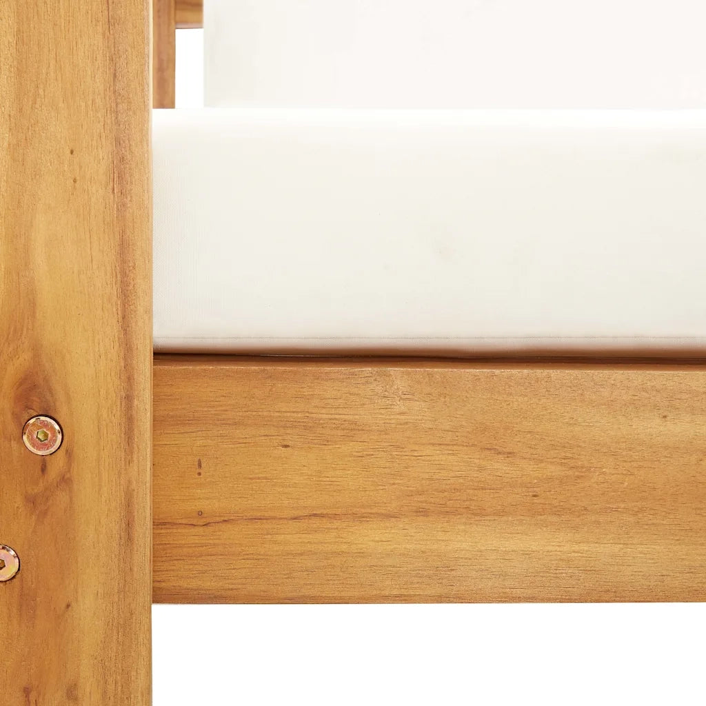 Sedia da patio-Sedia da Giardino con Cuscino Crema in Legno Massello di Acacia 741846