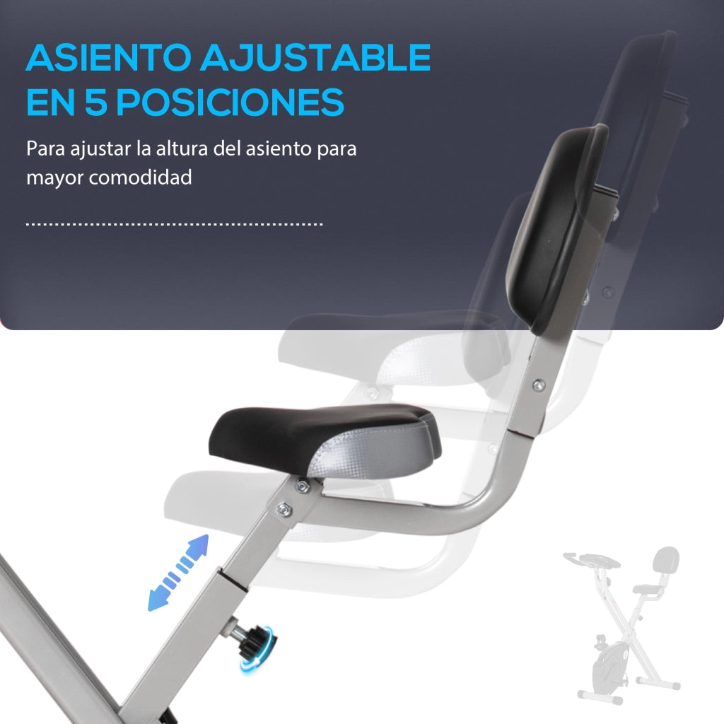 Bicicletta Statica Pieghevole con Schienale ¨C zephmum ¨C Grigio