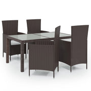 Set da salotto da esterno composto da 5 pezzi con cuscini in resina intrecciata marrone 02_0014953