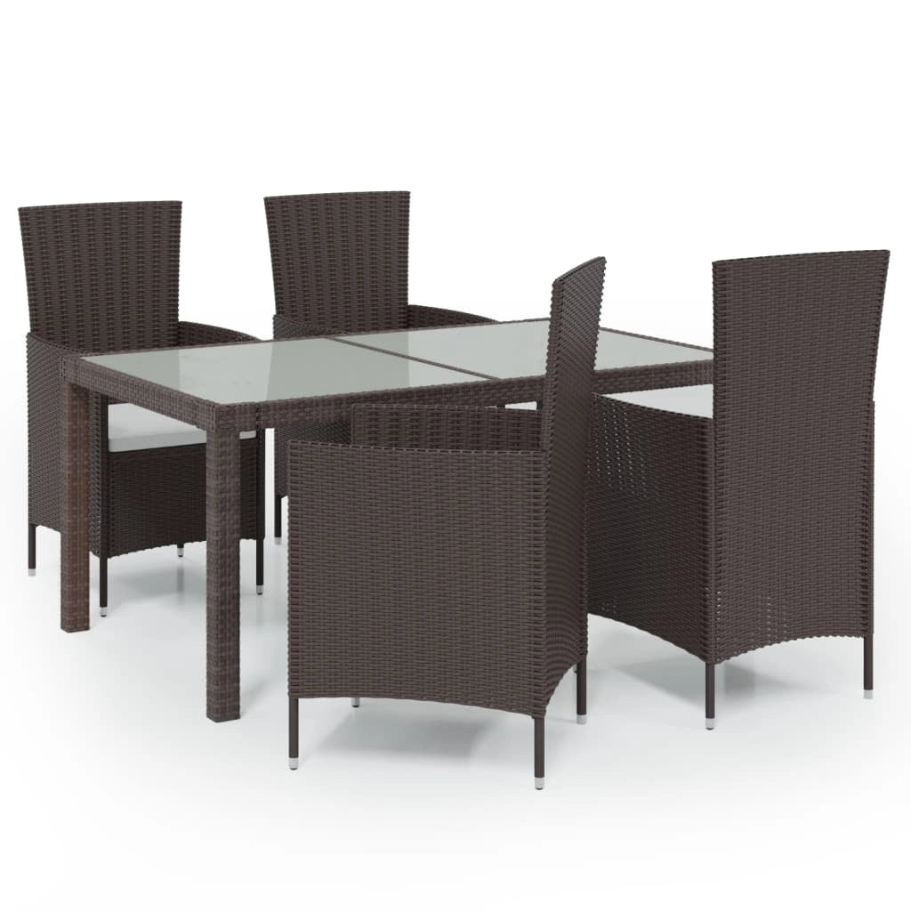 Set da salotto da esterno composto da 5 pezzi con cuscini in resina intrecciata marrone 02_0014953