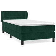 Letto singolo | Letto per adulti | Giroletto a Molle con Materasso Verde Scuro 90x190 cm Velluto