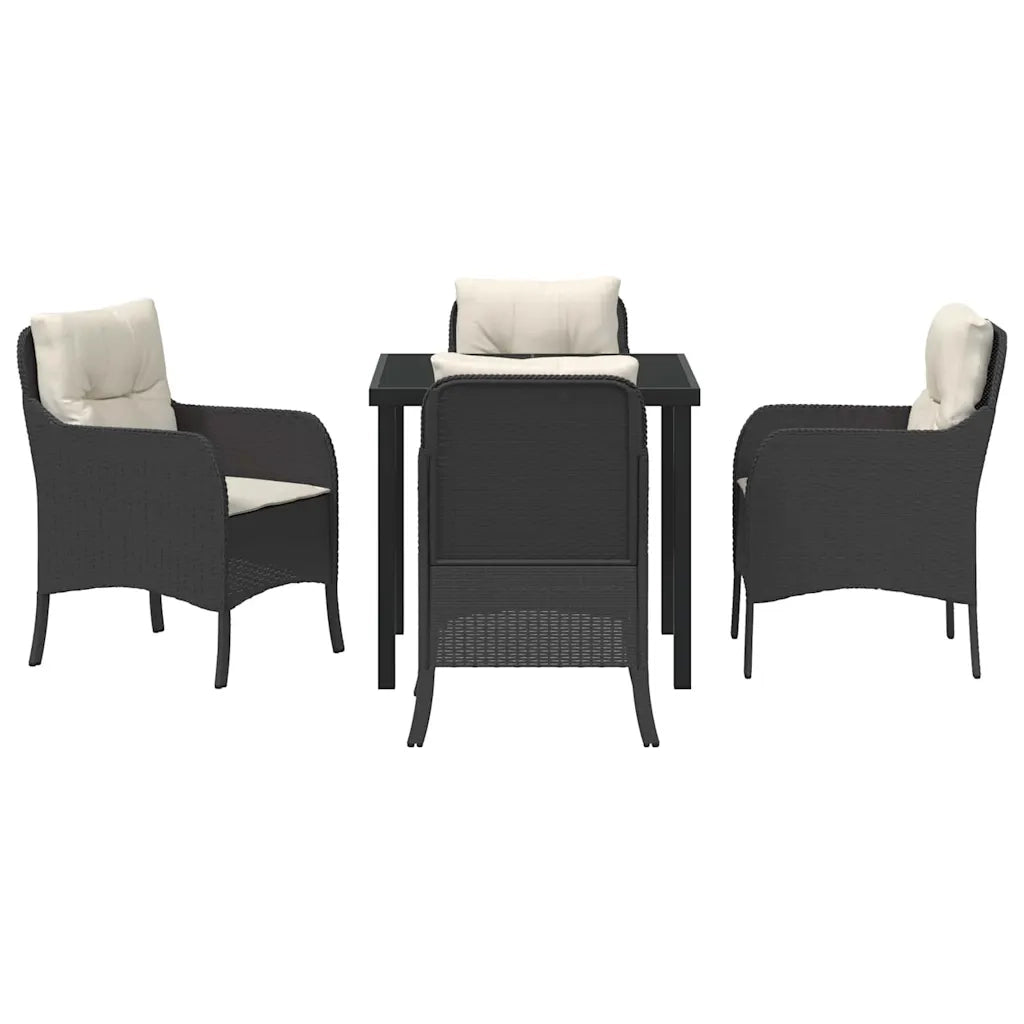 Set da Pranzo per Giardino con cuscino 5 pcs Nero polyrattan 3380142