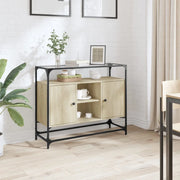 Credenza-Buffet-Armadio da cucina Piano Vetro Rovere Sonoma 98x35x81cm Legno Multistrato