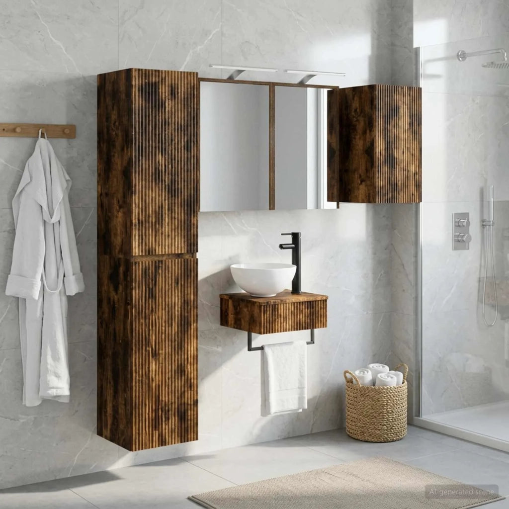 Set di mobili per il bagno 5 pcs Rovere Fumo 3407251