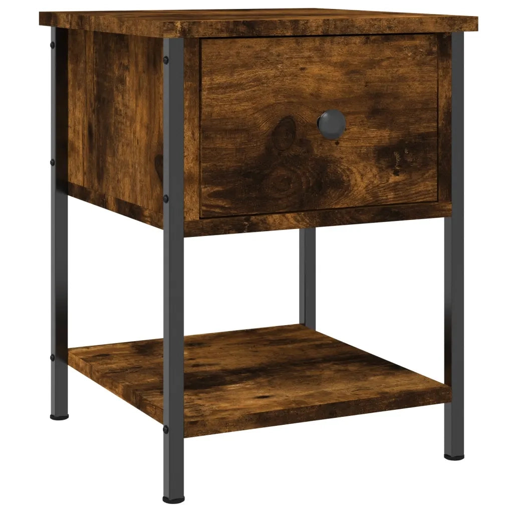 Comodino | Armadio da Notte | Mobiletto da notte Rovere Fumo 34x35,5x45 cm in Legno Multistrato