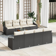 Set di SofÃ  da Giardino 9 Pezzi con Cuscini Nero Polyrattan Acacia