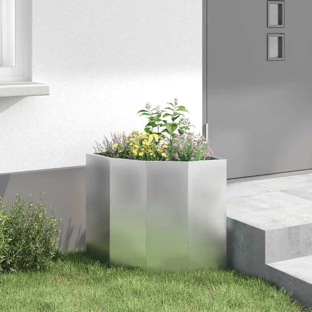 Fioriere | Cassetta per fiori | Vaso d'angolo Argento 45 x 45 x 50 cm Acciaio zincato