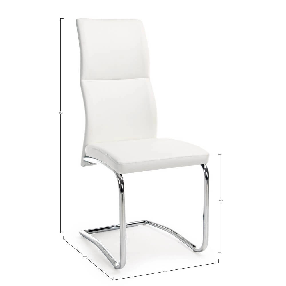 Set di 4 Sedie Imbottite in Similpelle con Gambe Cromate - ASHER
