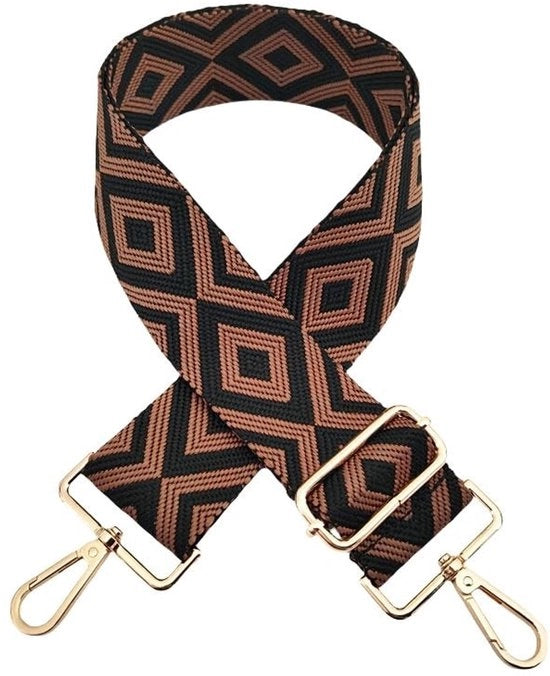 Rigidezza Regolabile da 72 a 130 cm - Larghezza 5 cm - Reticolo Colorato - Tasca a Rete Boho - Cintura in Nylon Duraturo - Cinturone Universale