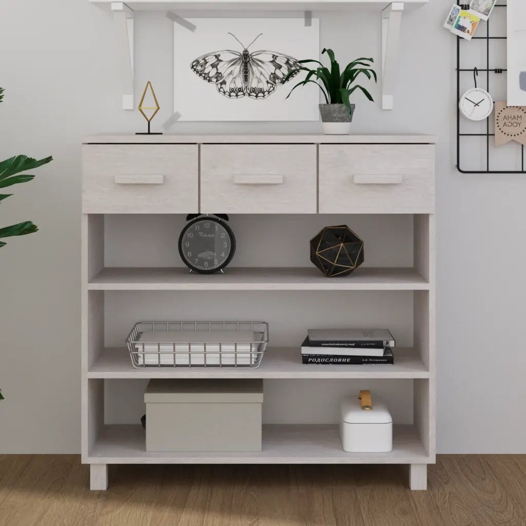 Tavolo Consolle | Tavolo d'Ingresso Bianco 90x35x90 cm Legno Massello di Pino