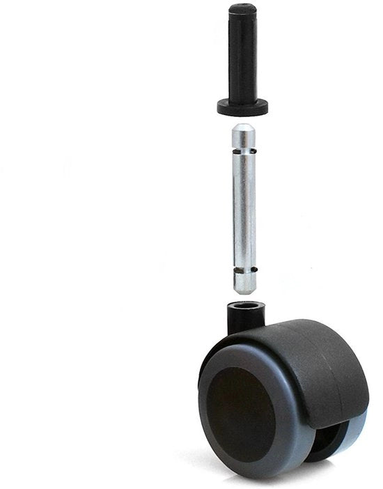 Set di 4 ruote per mobili, pneumatici, ruote inclinabili, protezione del pavimento, Ø 50 mm con cono e penna. Compatibile solo con il set completo.