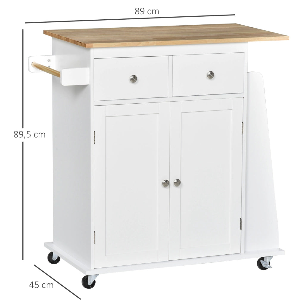 Carrello da cucina con 2 cassetti e ripiani ¨C zephmum ¨C 89x45x89,5 cm bianco