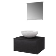 Set Mobili da Bagno | Armadio da bagno con Lavabo 3 pz Nero