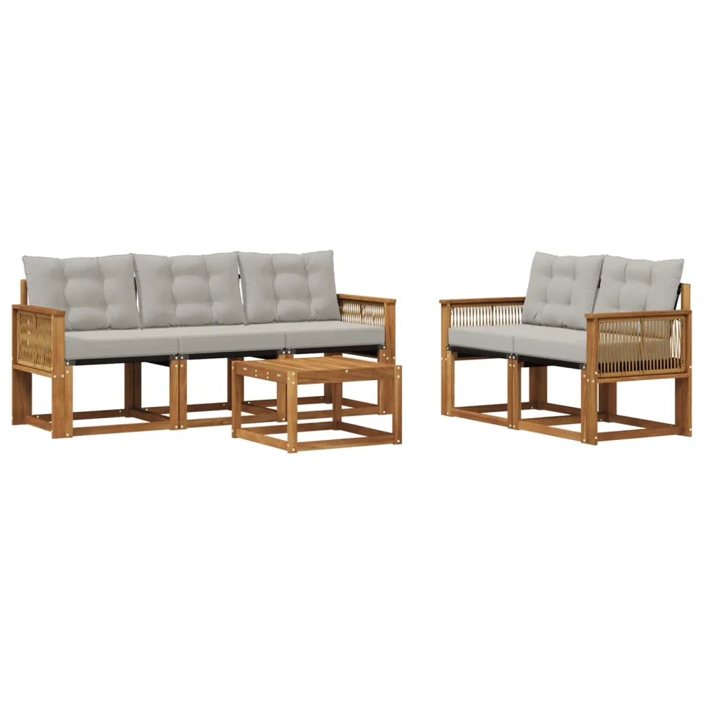 Set di divani da esterno 6 pz Naturale e Grigio Chiaro 3381779