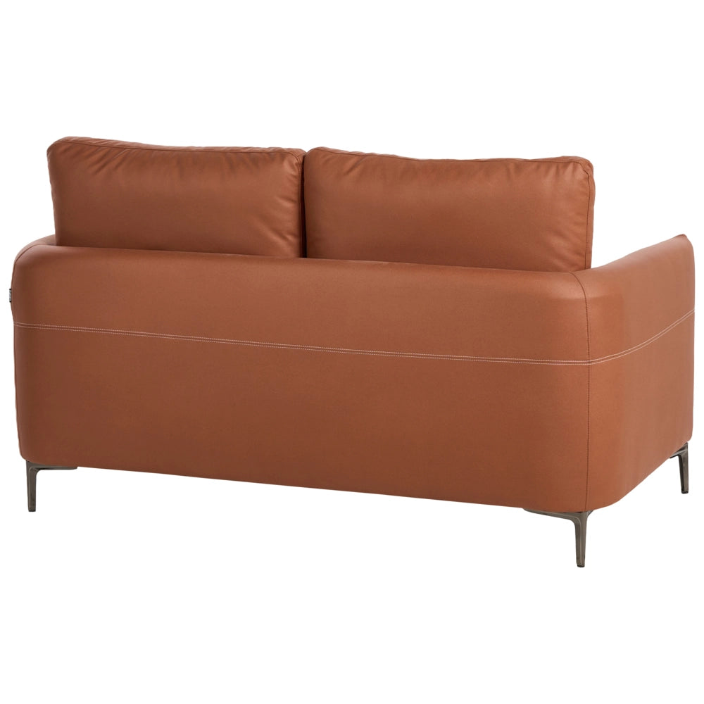 Divano a 2 posti in tessuto marrone dorato con gambe in metallo stile moderno minimalista