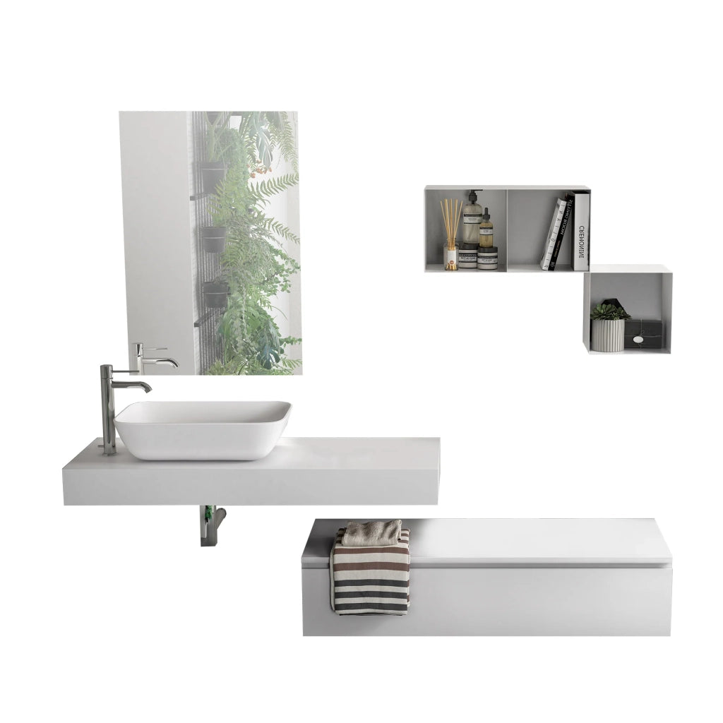 Composizione 4 pezzi ASTRA bianco/bianco