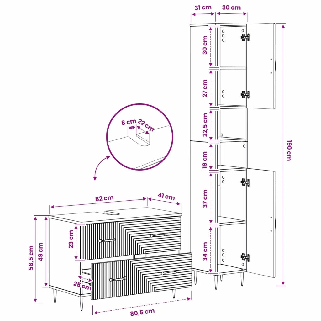 Set di Armadi da Bagno da 2 Pezzi HAARLEM Bianco Lucido 3417535