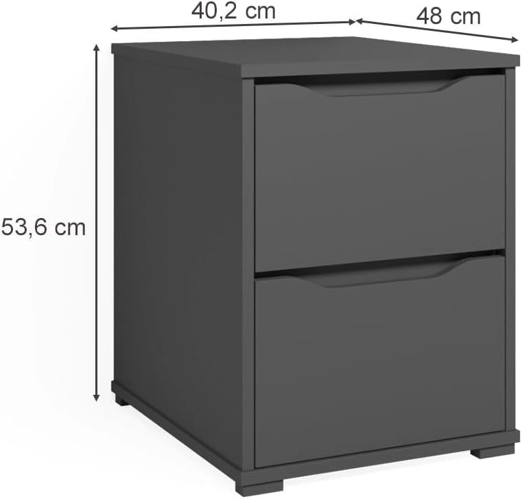 Comodini camera da letto Ruben, Antracite, 40.2 x 53.6 cm, adatto come comodino per letti boxspring