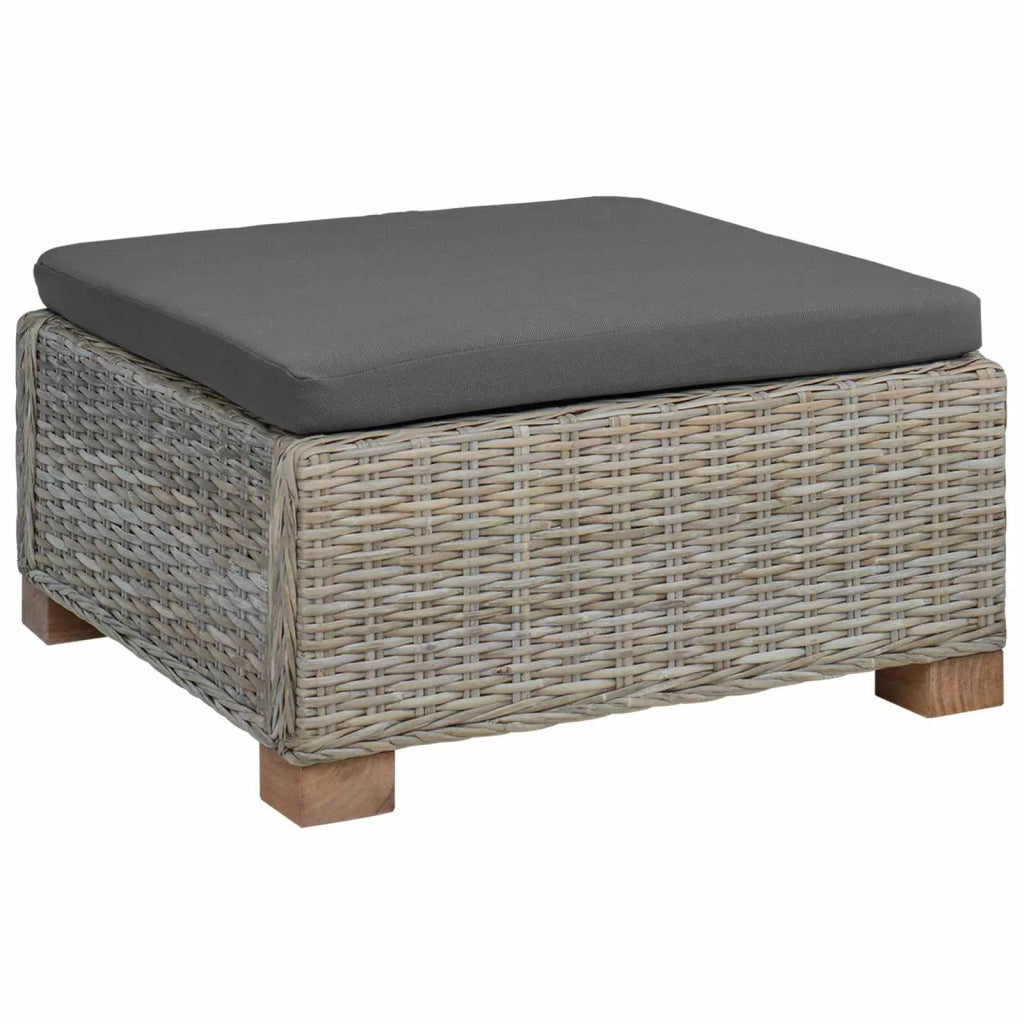 Poggiapiedi con Cuscino GENDT Rattan naturale Grigio Kubu 42034395