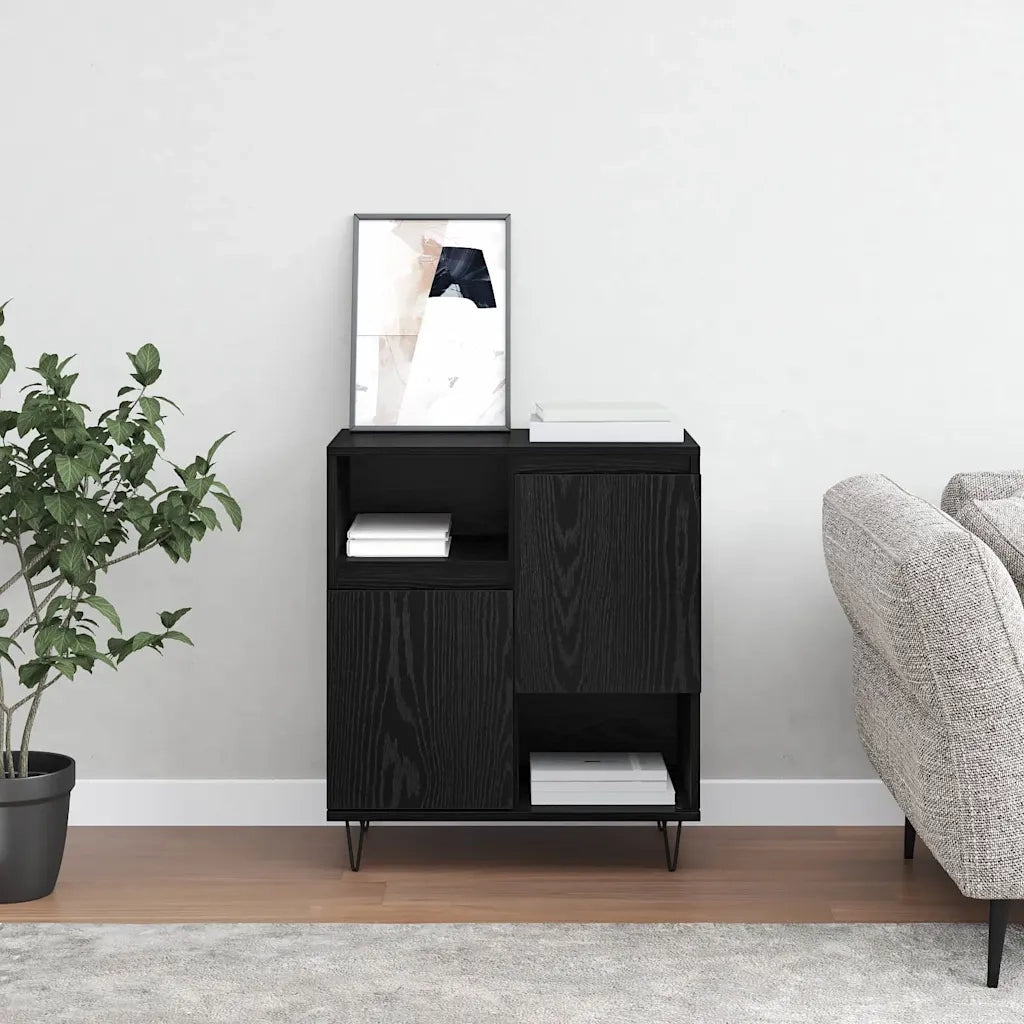 vidaXL Credenza Rovere nero 60 x 35 x 70 cm Legno multistrato