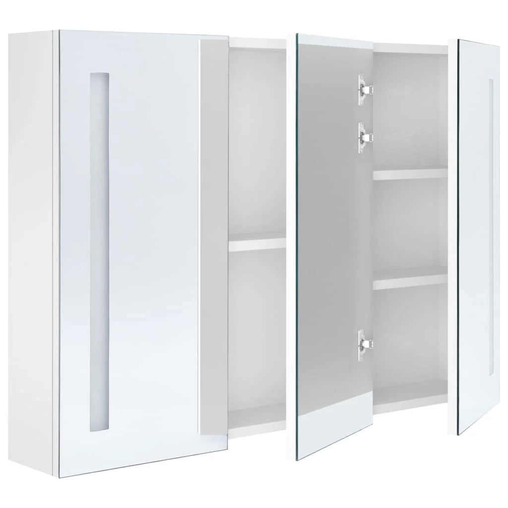 Mobile bagno con specchio LED 89 x 14 x 62 cm bianco lucido 02_0006577
