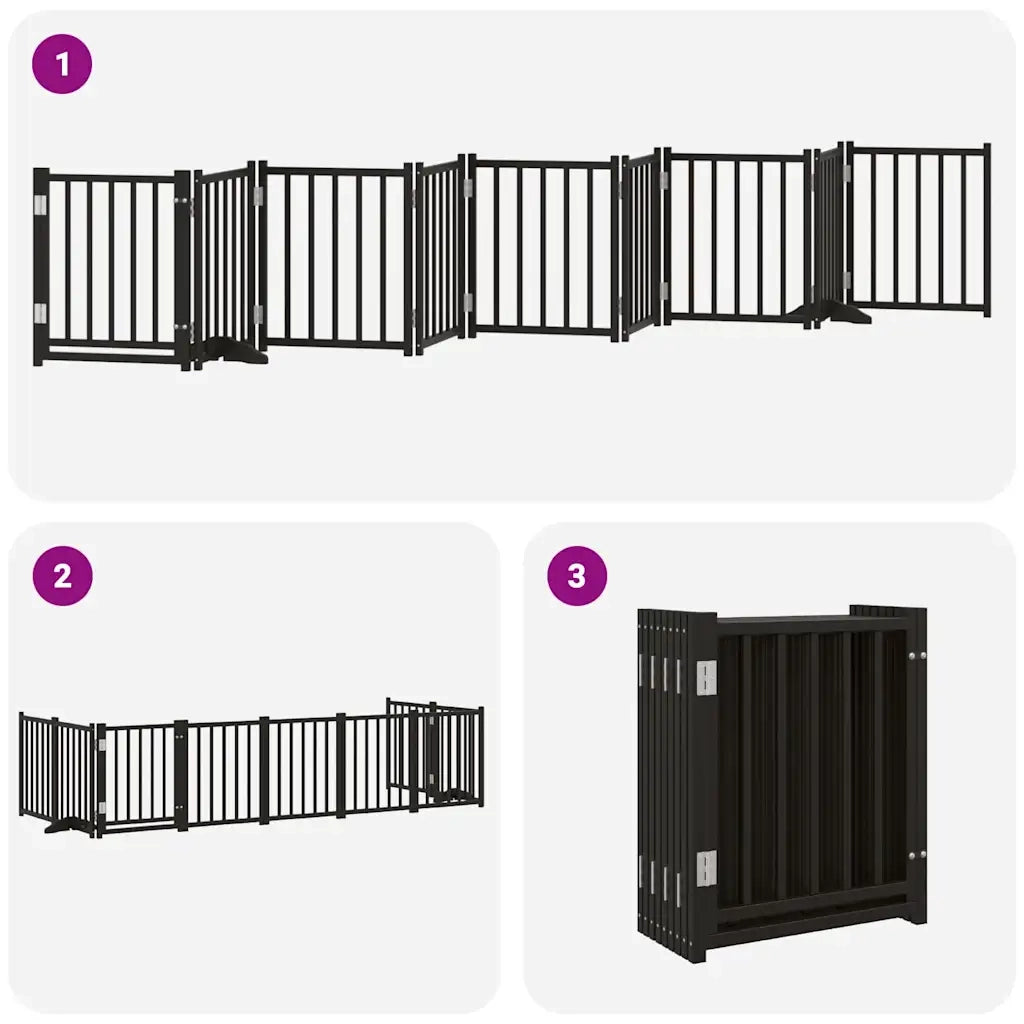 vidaXL Cancello per Cani Porta Pieghevole Nero 9 Pannelli 450cm Pioppo