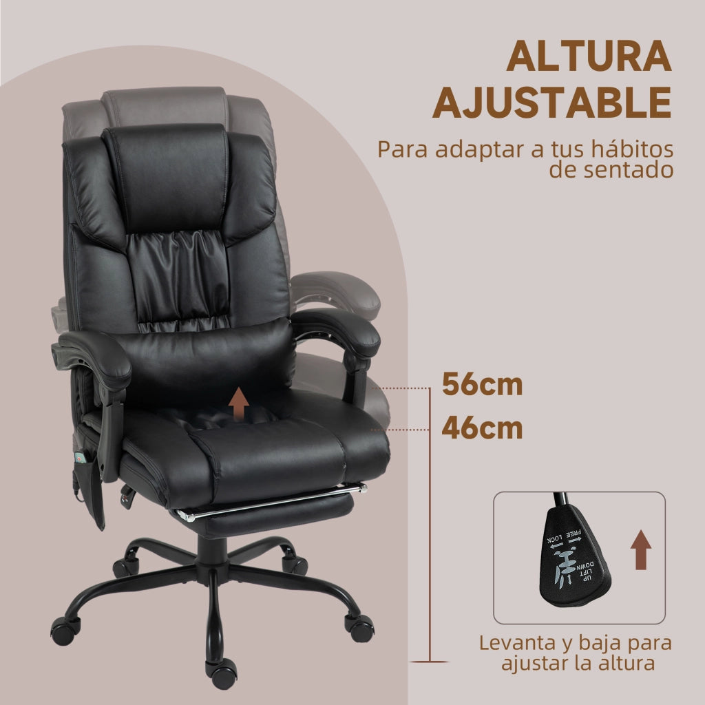 Sedia da Ufficio con Massaggio 6 Punti Schienale Alto Reclinabile ¨C Zephmum ¨C Nero