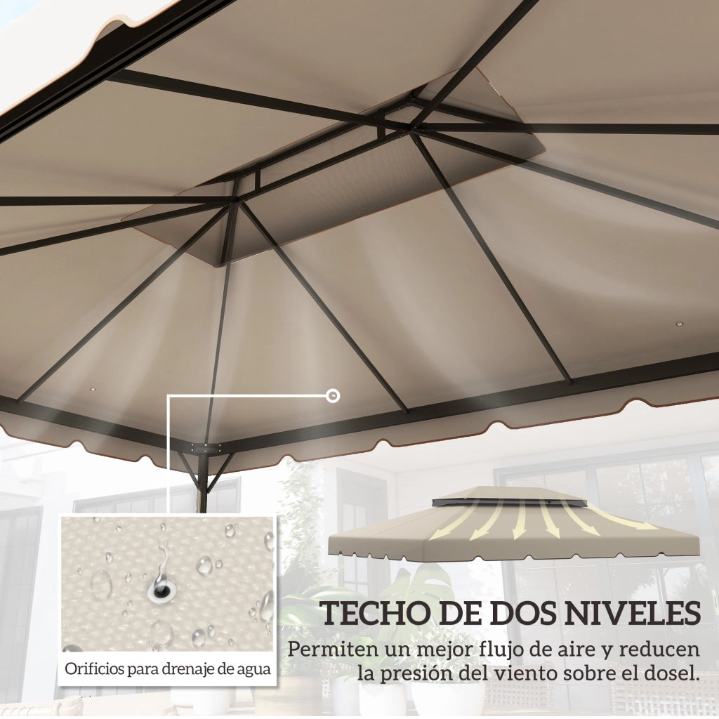 Toldo per Gazebo 4x3 m ¨C zephmum ¨C Beige
