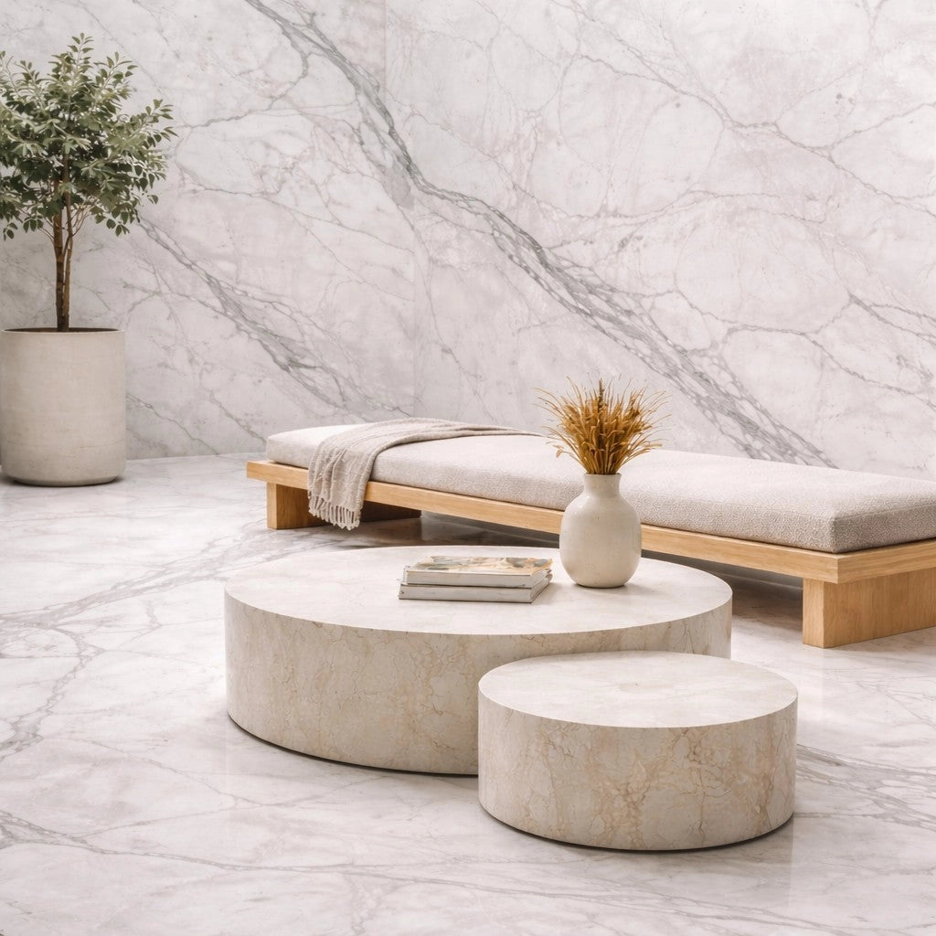 Set 6 Pannelli Decorativi Area 4,3 mq 120x60 cm Rivestimento Murale Effetto Marmo in PVC Bianco