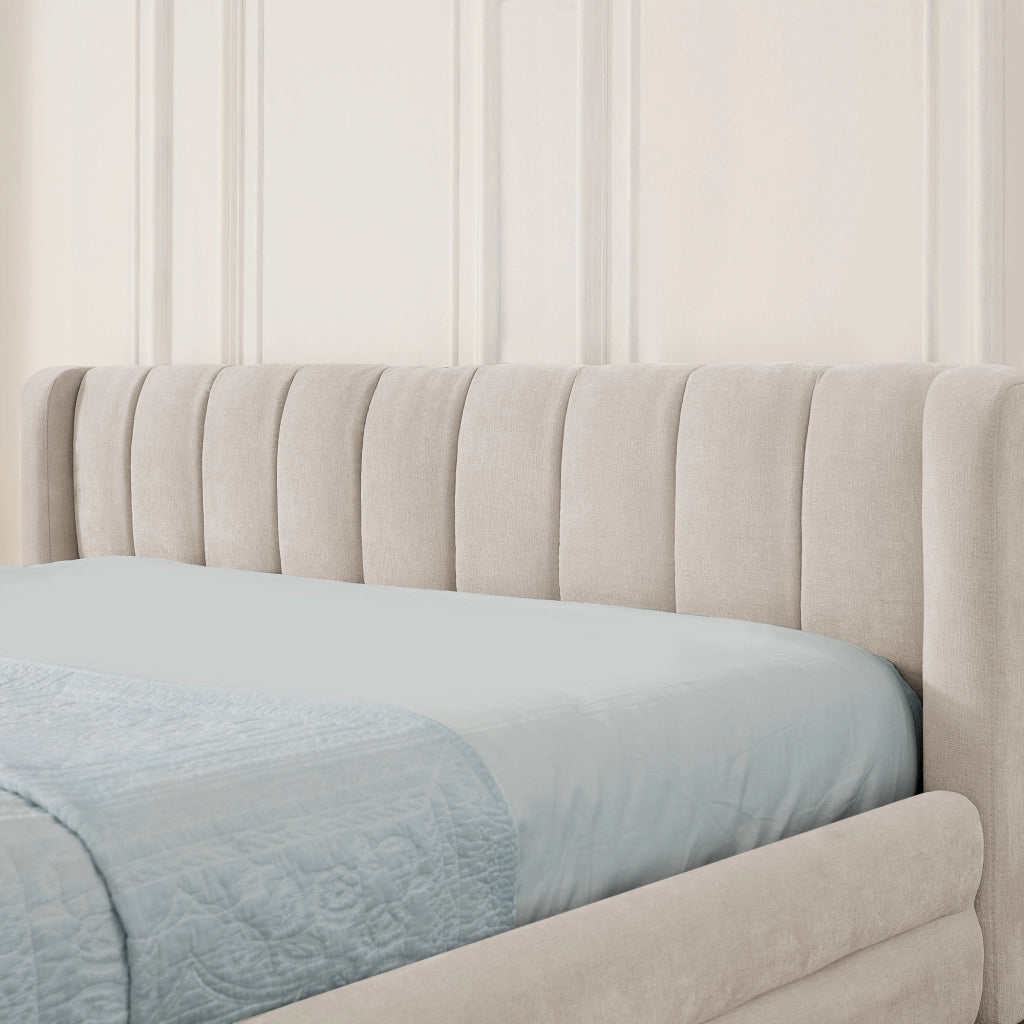 Letto con Cassetti 140x200 cm - 4 Cassetti; USB e Porta di Ricarica di Tipo C - Beige