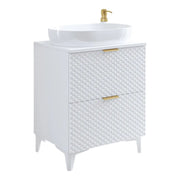 Mobile sottolavabo da bagno 60cm con 2 cassetti collezione CHIC color bianco e dorato