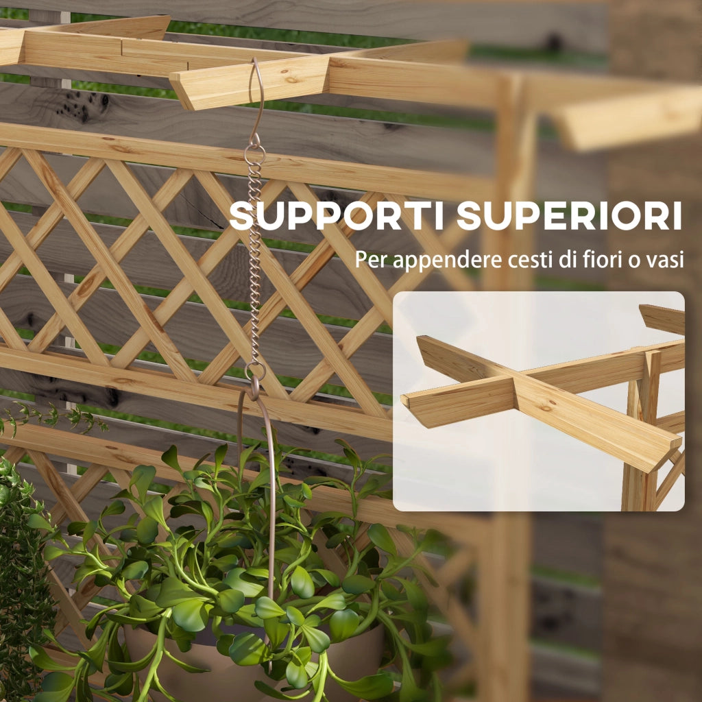 Letto a Soppalco con Pergola e Traliccio ¨C Zephmum ¨C 160x55x183 cm Legno Naturale