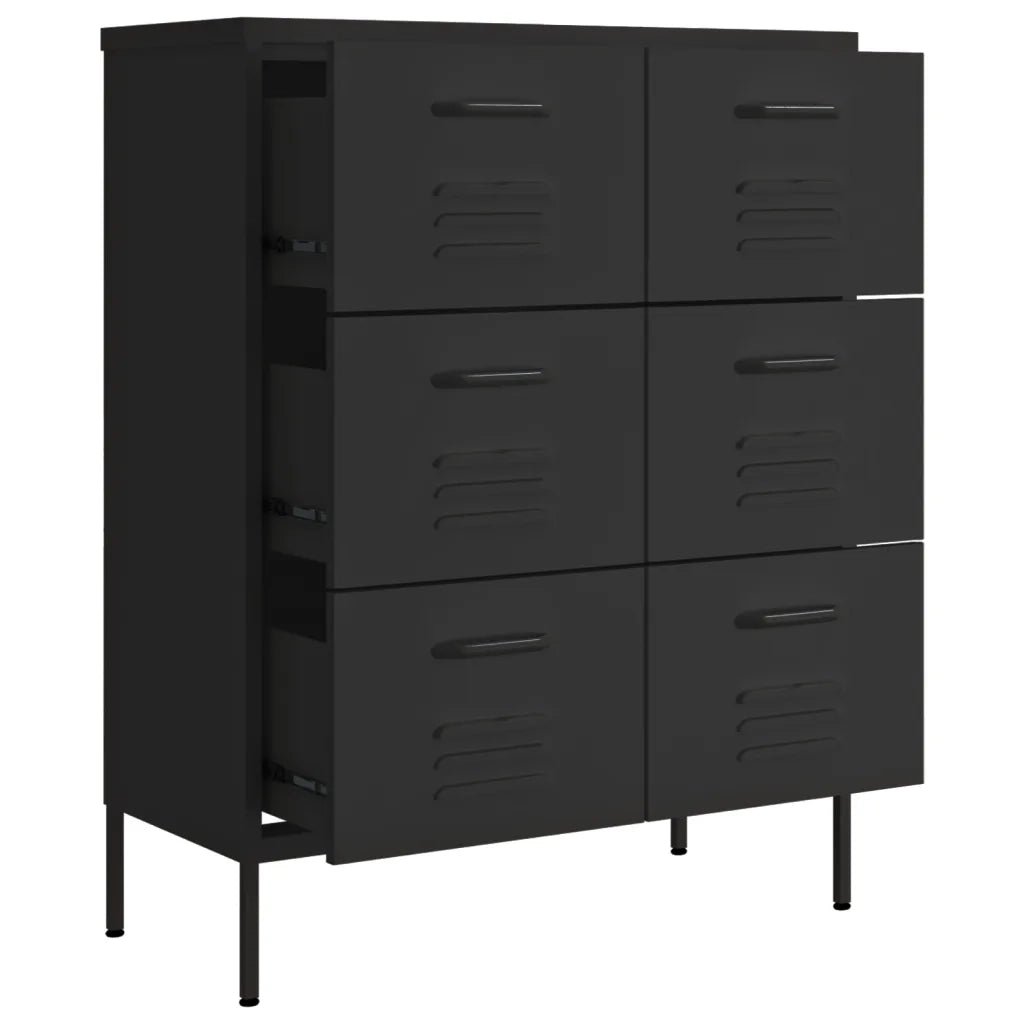 Cassettiera Nera 80x35x101,5 cm in Acciaio