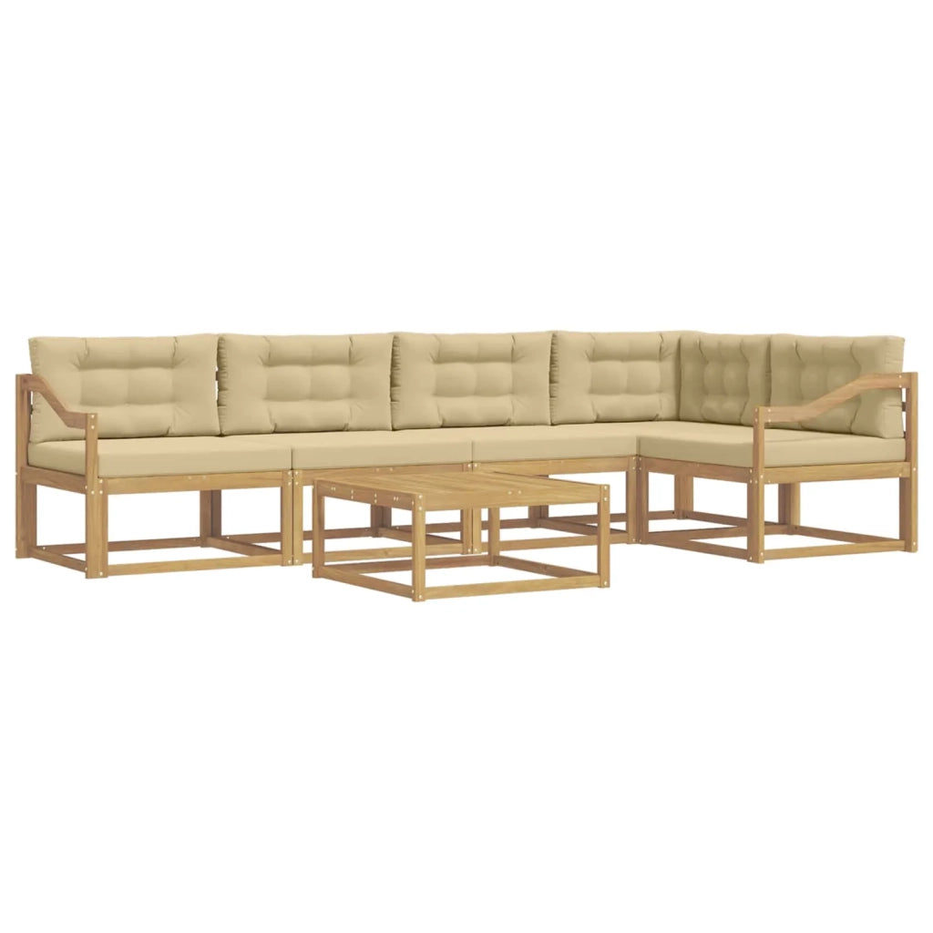Set di divani da esterno 6 pcs Bianco e Beige 79 x 79 x 37 cm