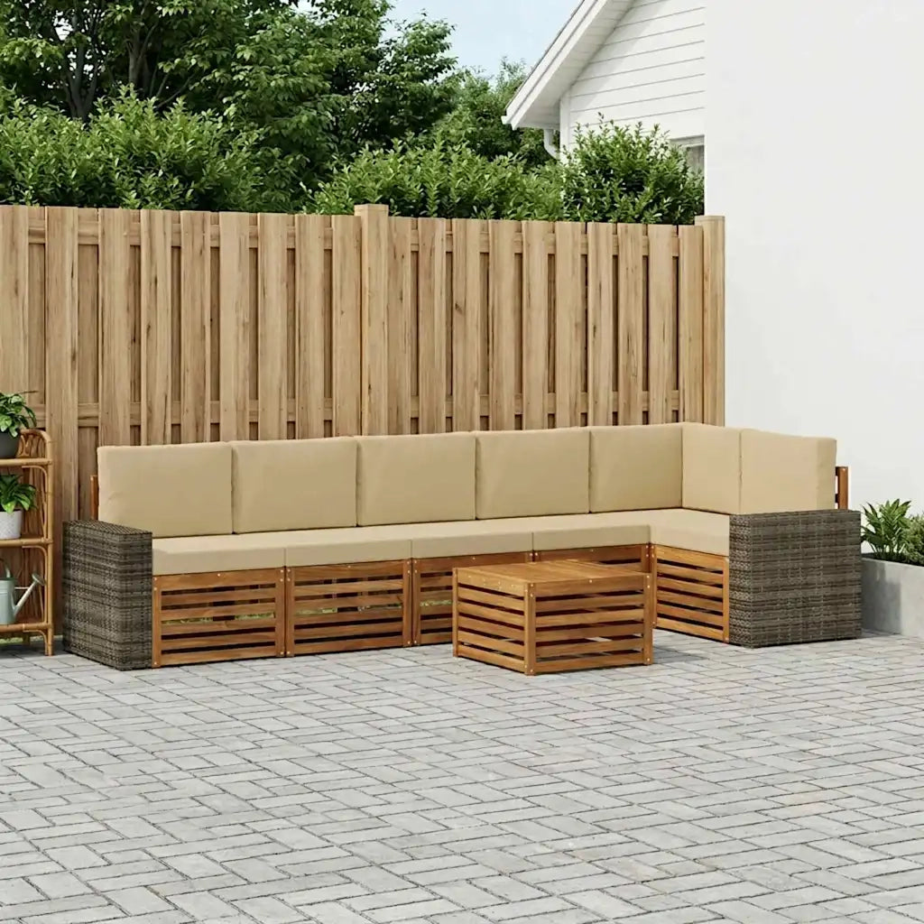Set divano sezionale con cuscino 7 pcs Naturale e Beige 3384459