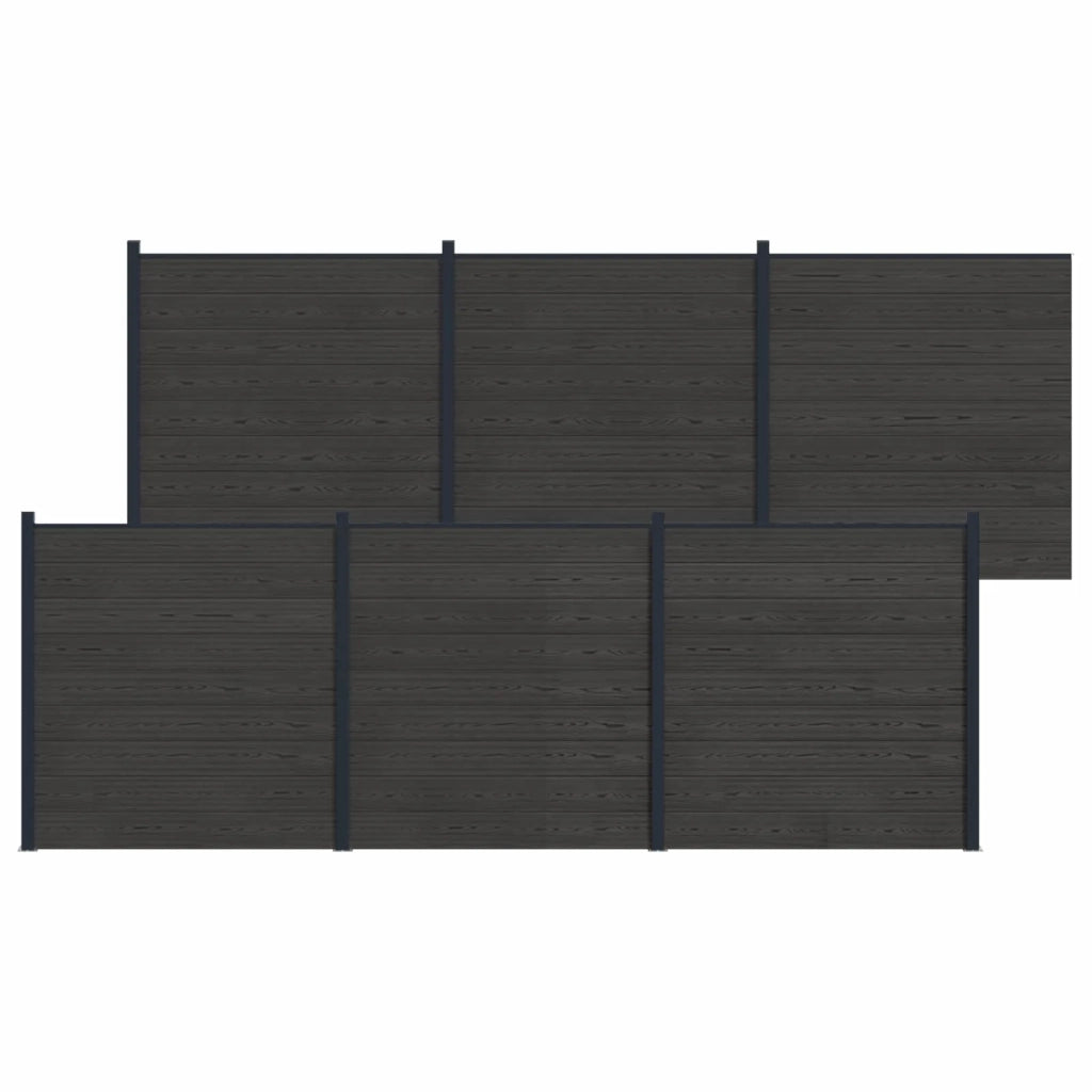 Pannello di Recinzione 6 pcs WPC e Alluminio Nero 3429416