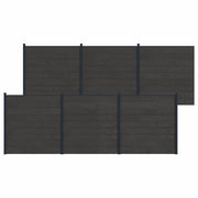 Pannello di Recinzione 6 pcs WPC e Alluminio Nero 3429416