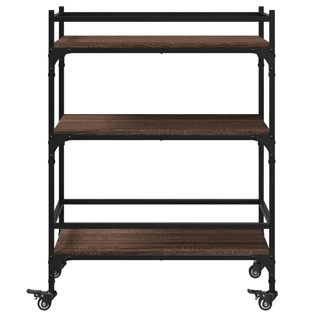 Carrello Cucina-Scaffale per Cucina Rovere Marrone 65x40x86,5 cm Legno Multistrato