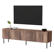 Mobile porta TV Marea, Madia da salotto con quattro ante battenti, Rialzato da terra, 190x40 h58 cm, Noce
