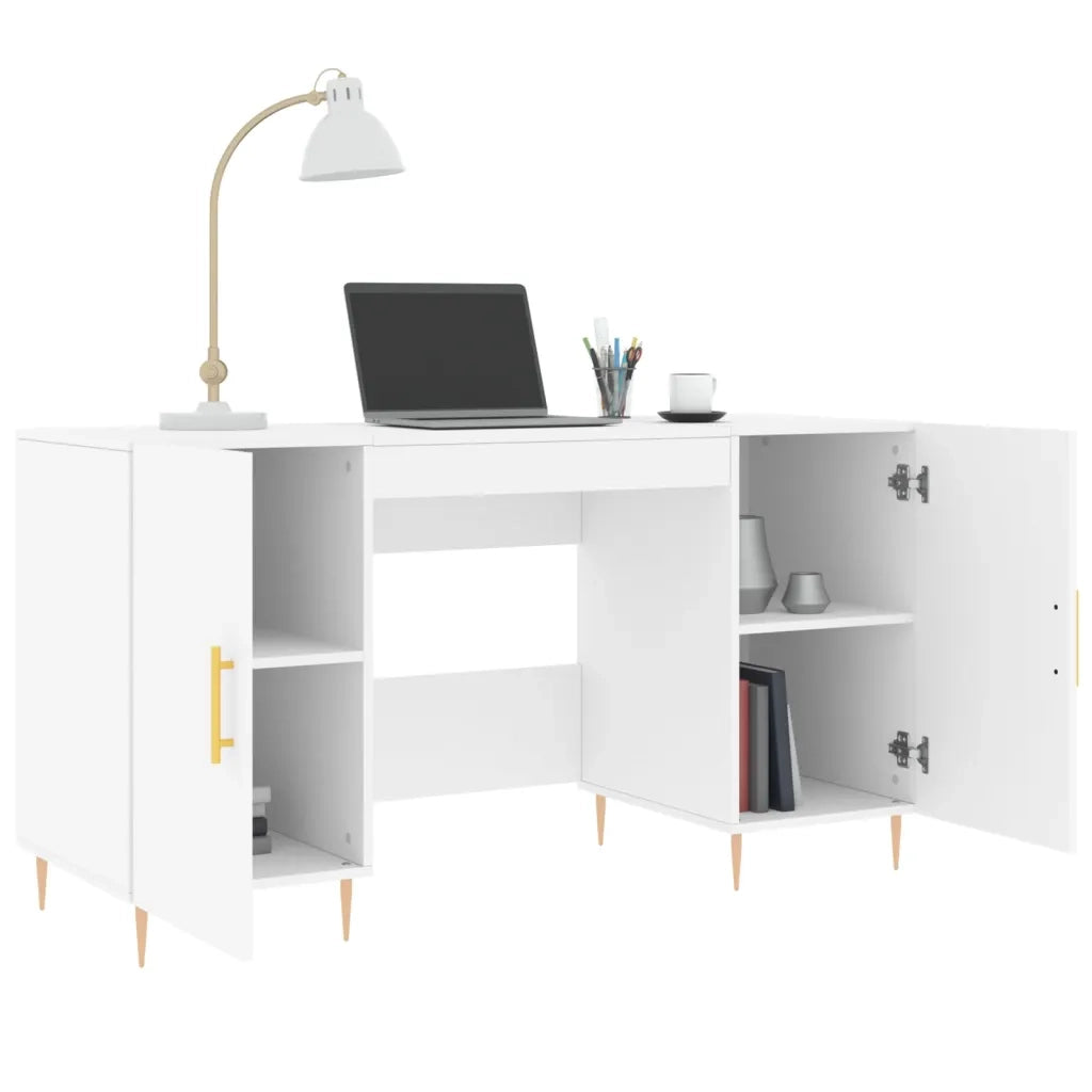 Scrivania Bianca 140x50x75 cm in Legno Multistrato 829532