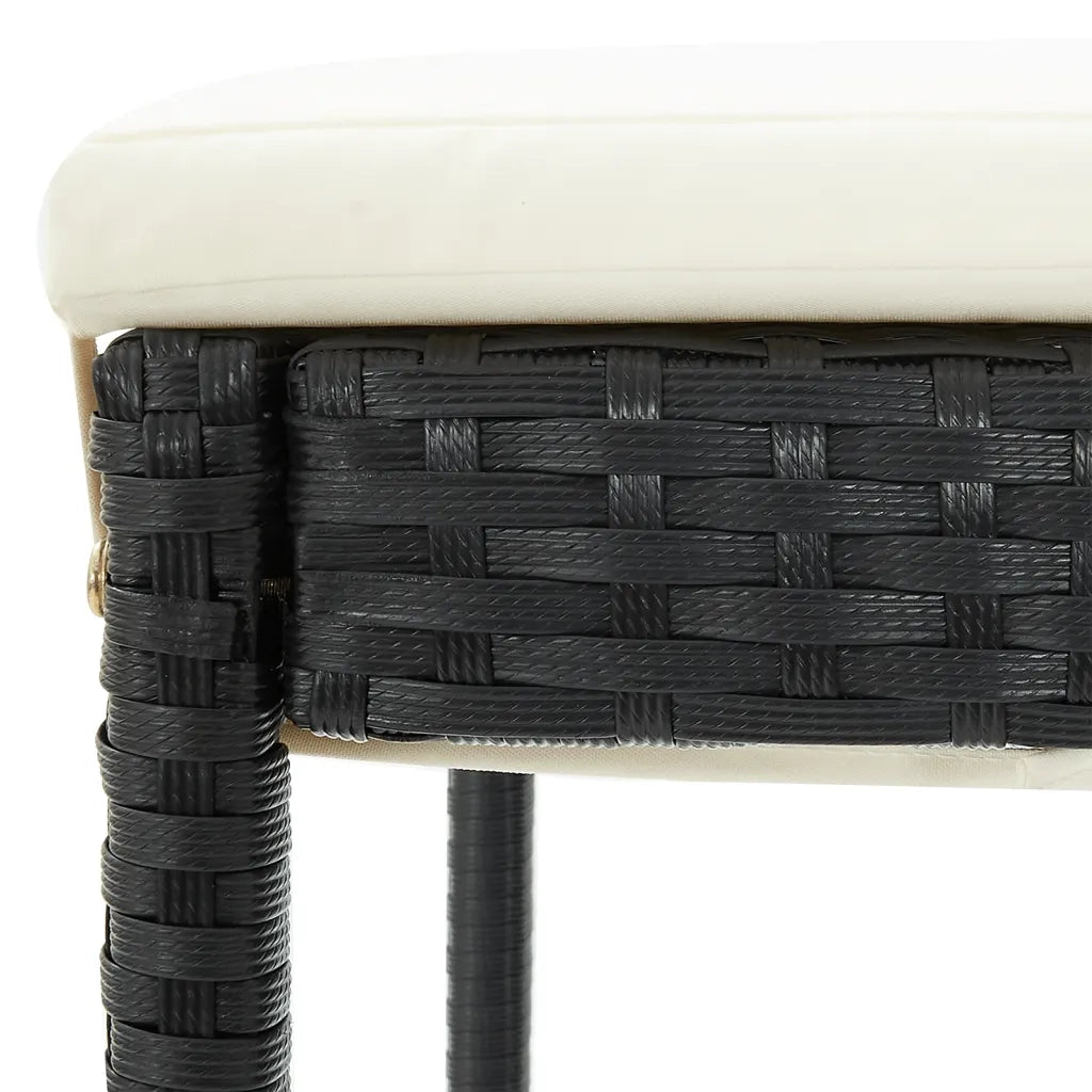Set Bar da Giardino 3 pz | Set Salotto da Giardino Nero in Legno Acacia e Polyrattan