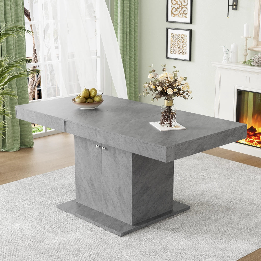 Tavolo da pranzo allungabile 140/180 cm in truciolare e metallo; grigio